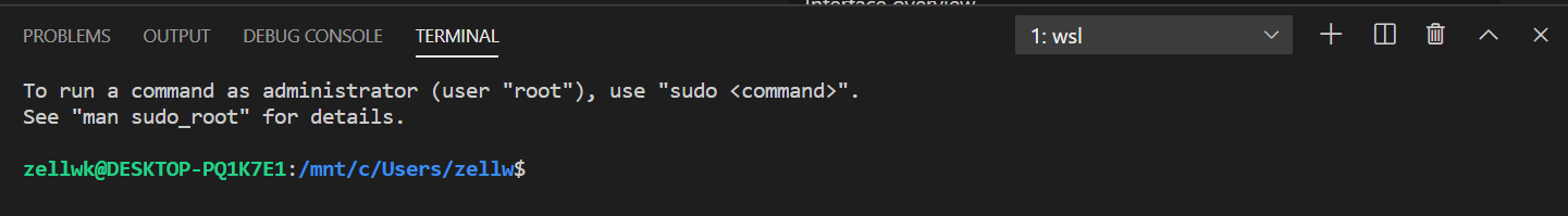 Visual Studio Code Integrated Terminal shows the mount path.