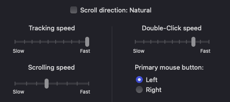 Mouse speed settings
