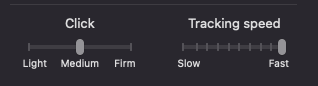 Trackpad speed settings