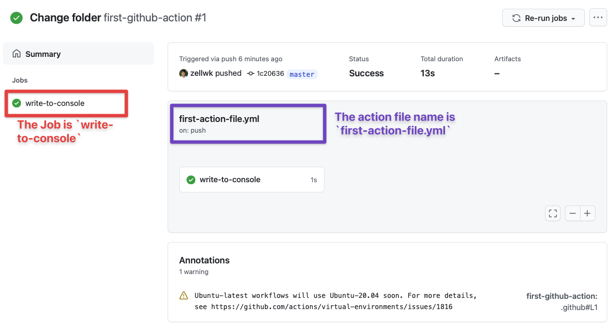 job and action file name