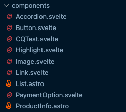 Image of a folder of components. Each item is written PascalCase.